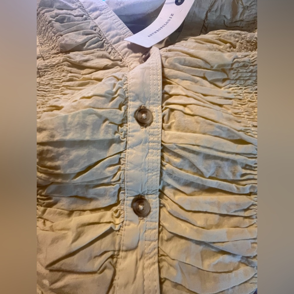 NWT Anthropologie Pilcro Long-Sleeve Reworked Buttondown Buttercream Top - Picture 9 of 10